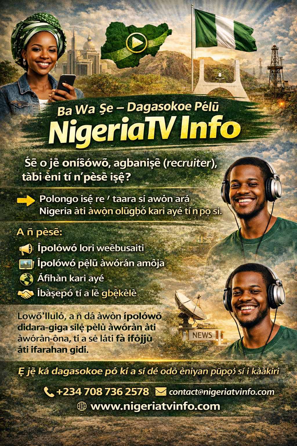 NigeriaTV Info advertising poster connecting Nigerian businesses to global opportunities
