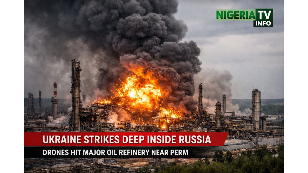 Featured image: Ukraine Drone Strike Hits Major Russian Oil Refinery Near Perm