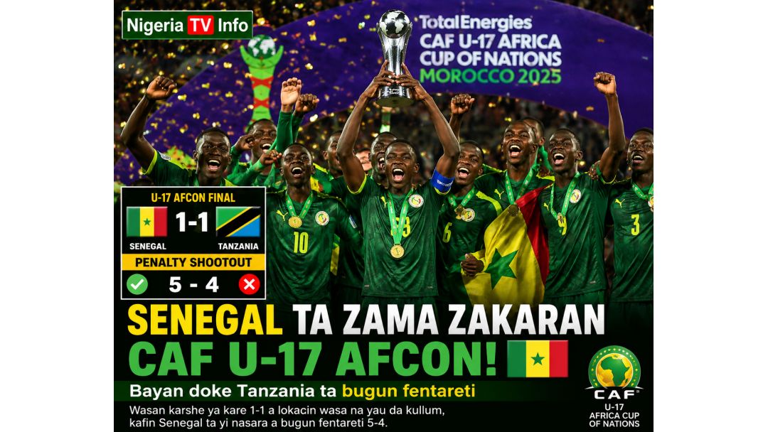 Featured image: Senegal Ta Zama Zakaran Gasar CAF U-17 AFCON Bayan Doke Tanzania Ta Bugun Fentareti