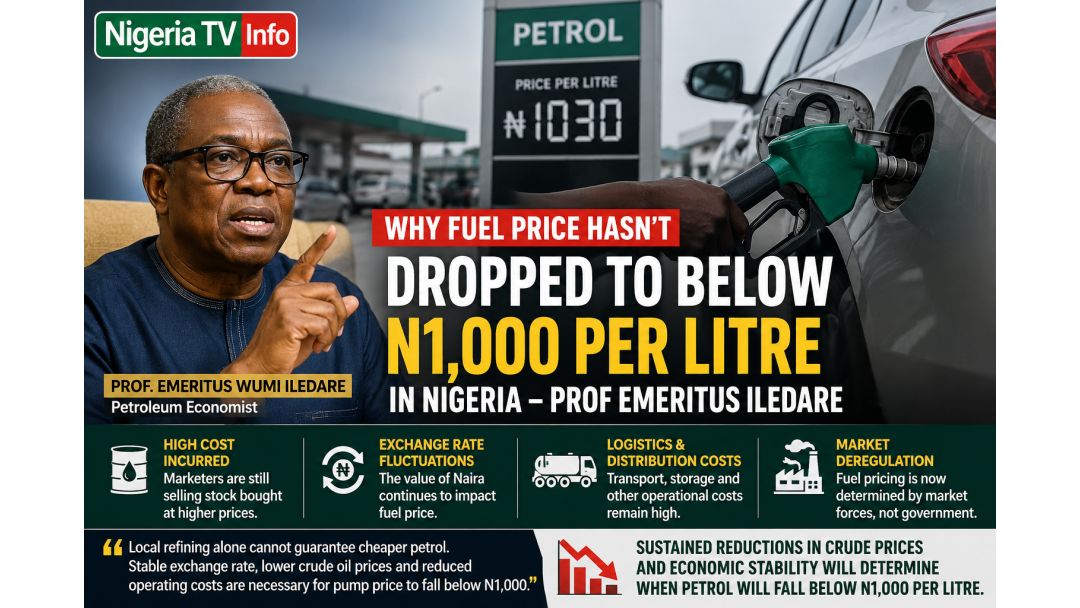 Featured image: Why Fuel Price Hasn’t Dropped Below N1,000 Per Litre in Nigeria – Prof. Emeritus Iledare